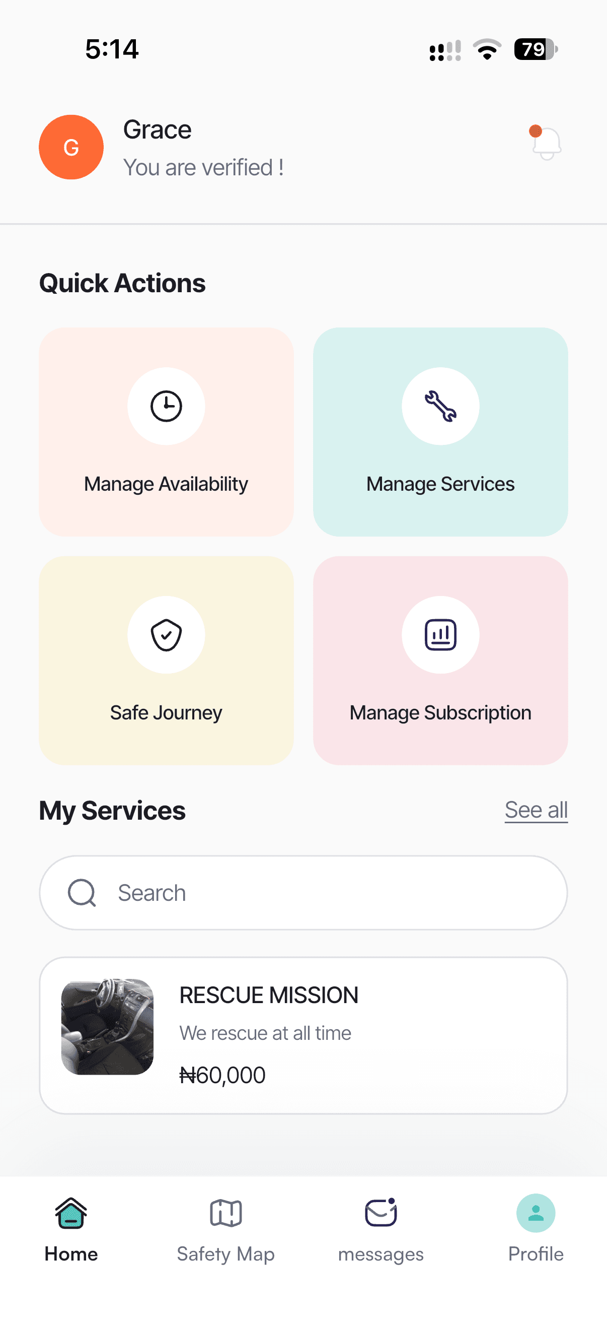 MoRoute Roadside Assistance Provider Management Screen